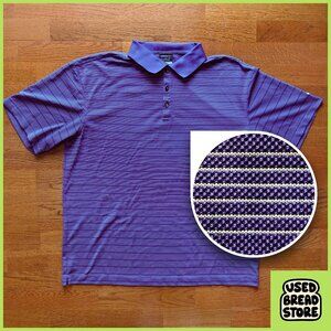 Nike Golf Dri-fit Collared Polo Shirt Men's XL Purple White Striped Logo Button